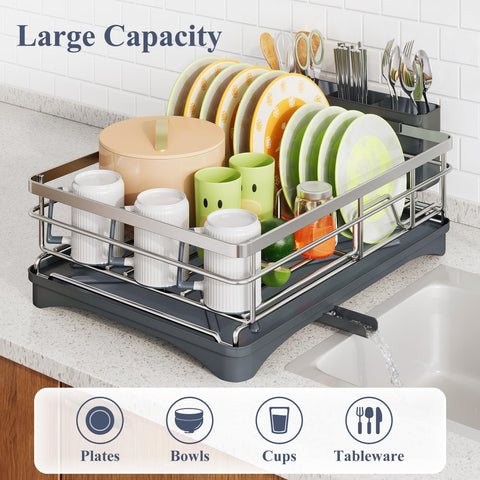 SAYZH large-capacity rack holding ten plates for family meals.