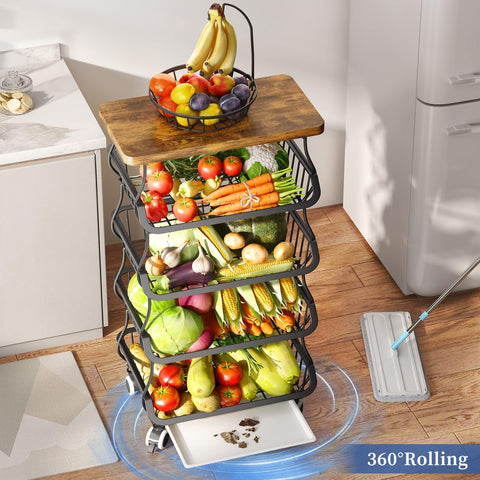 SayZH multilevel basket system optimizes space for produce and jars