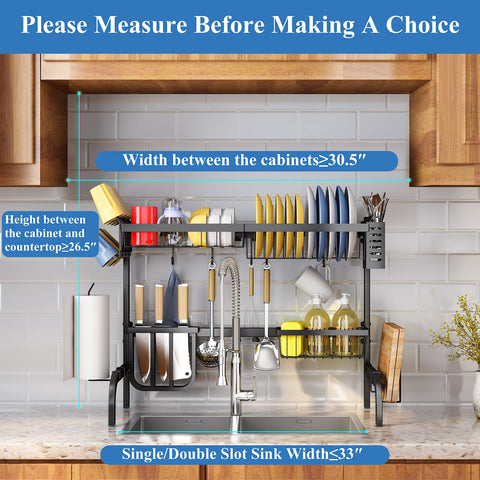 SayZH rack over the sink keeps counters dry and organized in small kitchens.
