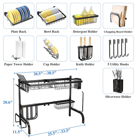 SayZH rack includes hooks, utensil cup holder, and paper towel holder.