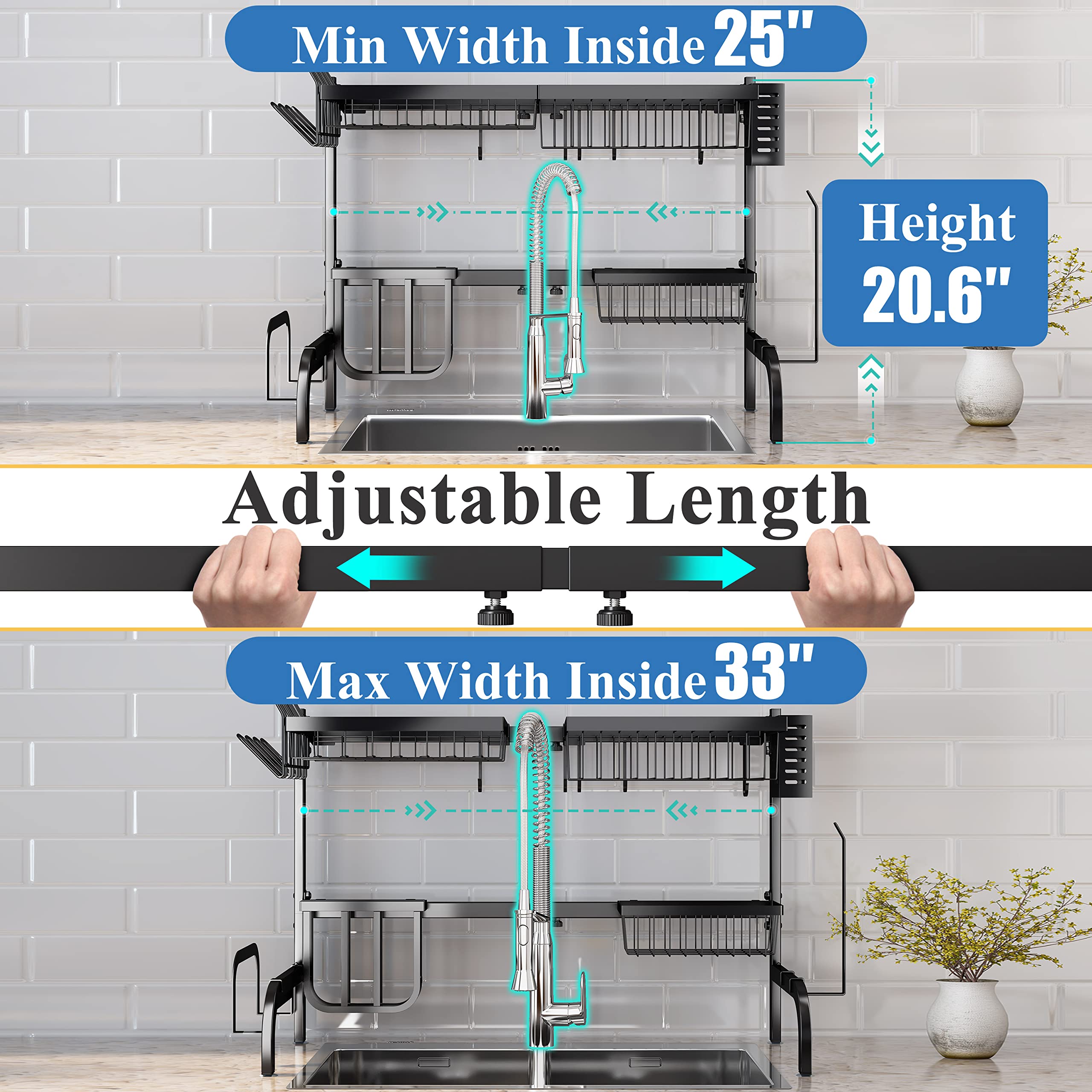 SayZH rack features U-shape base and suction cups for stable countertop use.