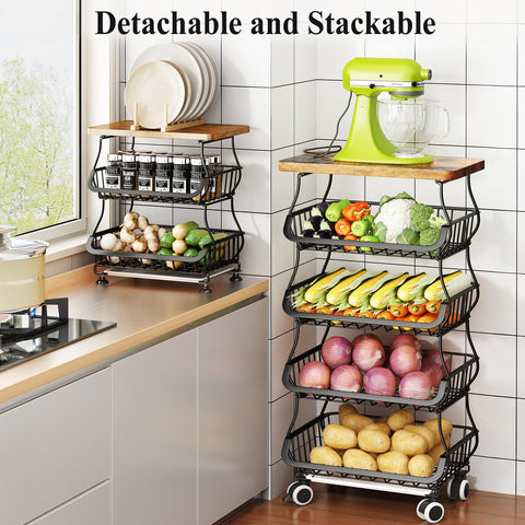 SayZH rolling cart for fruits and vegetables helps display snacks