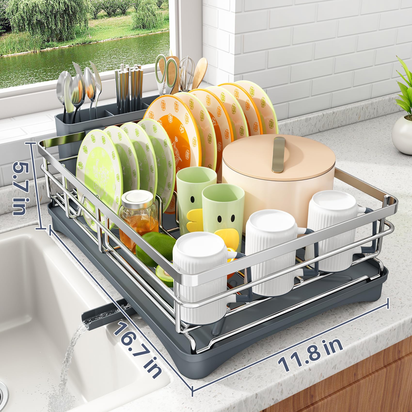 SAYZH easy-to-assemble rack with tool-free setup on counters.
