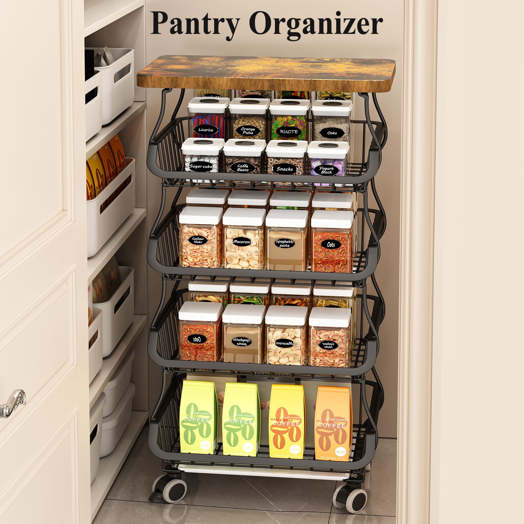 SayZH wooden top storage table provides a sturdy appliance landing area