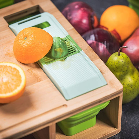 SB Simpli Better cutting board features juice grooves to reduce mess during prep.