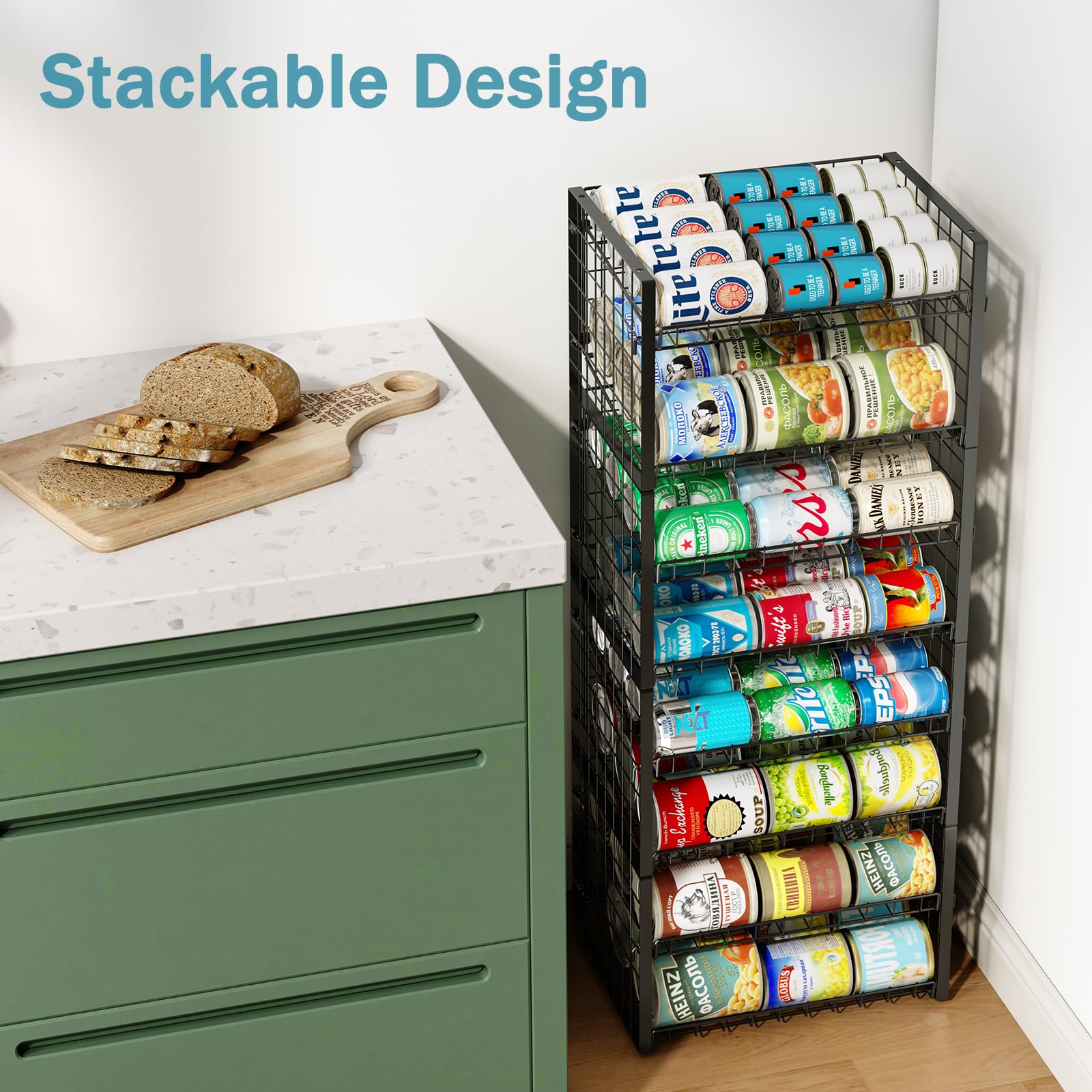 Sbanmao stackable rack dimensions: 11.4 inches deep, 16.3 inches wide, 10 inches high.