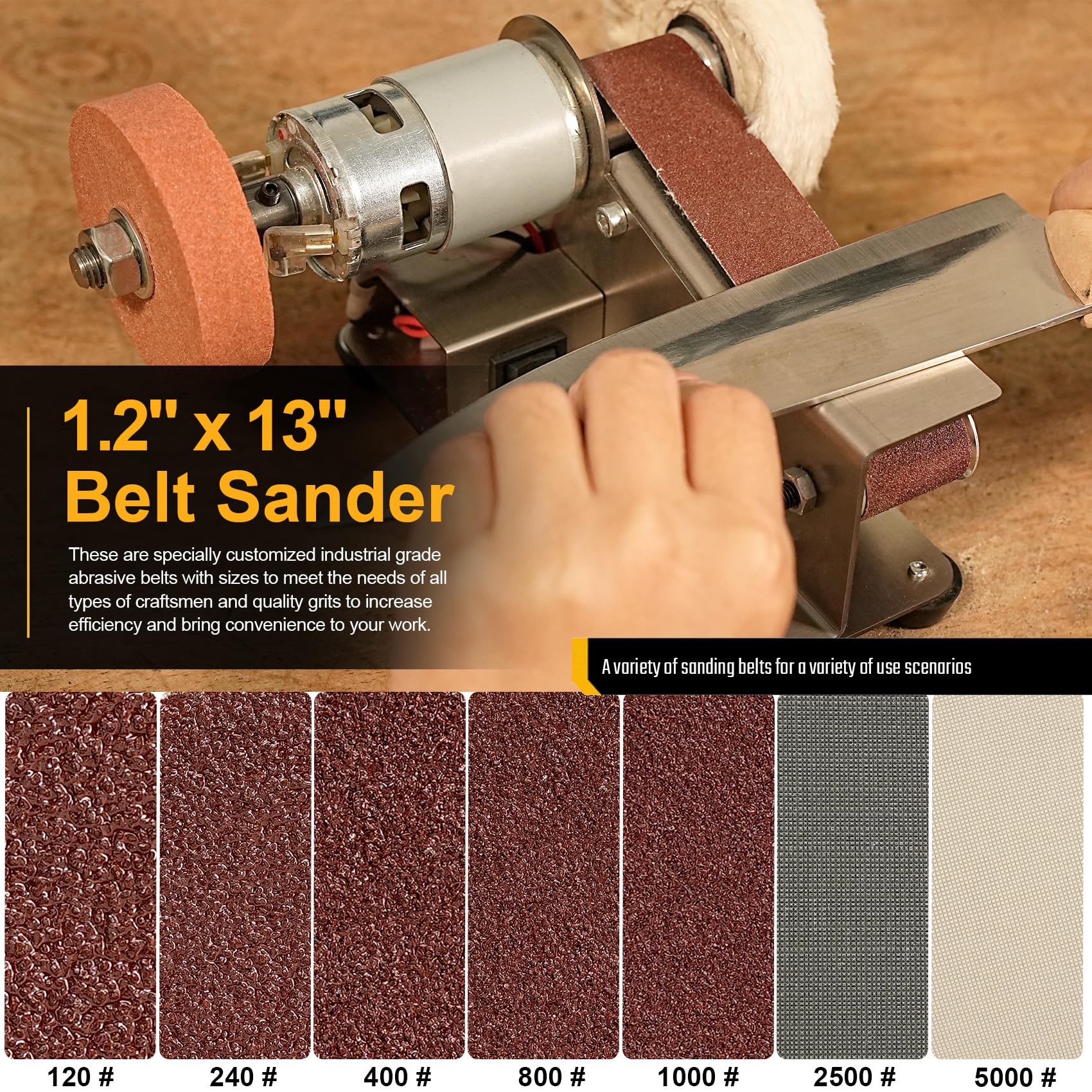 Sbestily speed-control-slider with seven speeds for versatile sharpening.