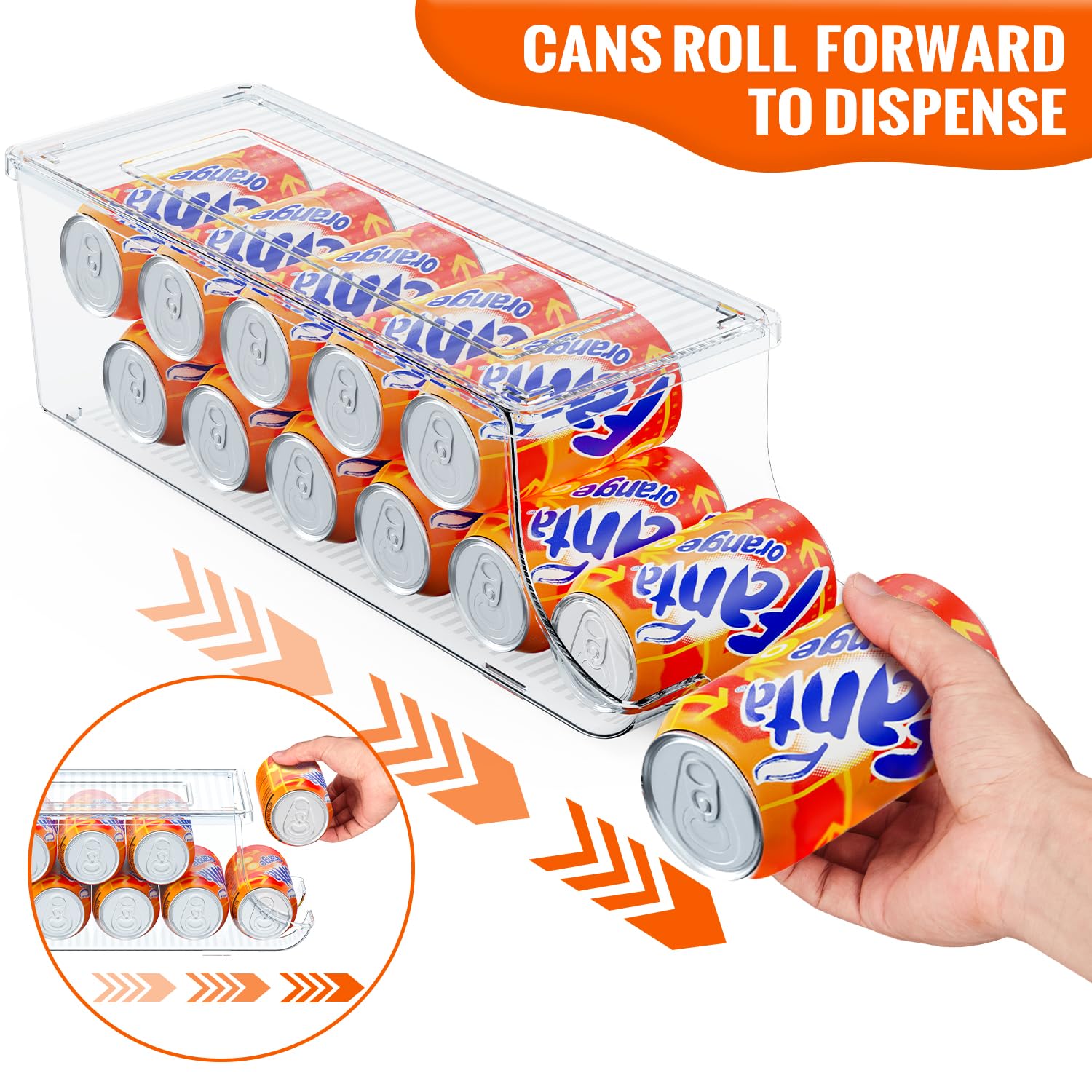 SCAVATA can dispenser holds 12 cans for organized beverage storage