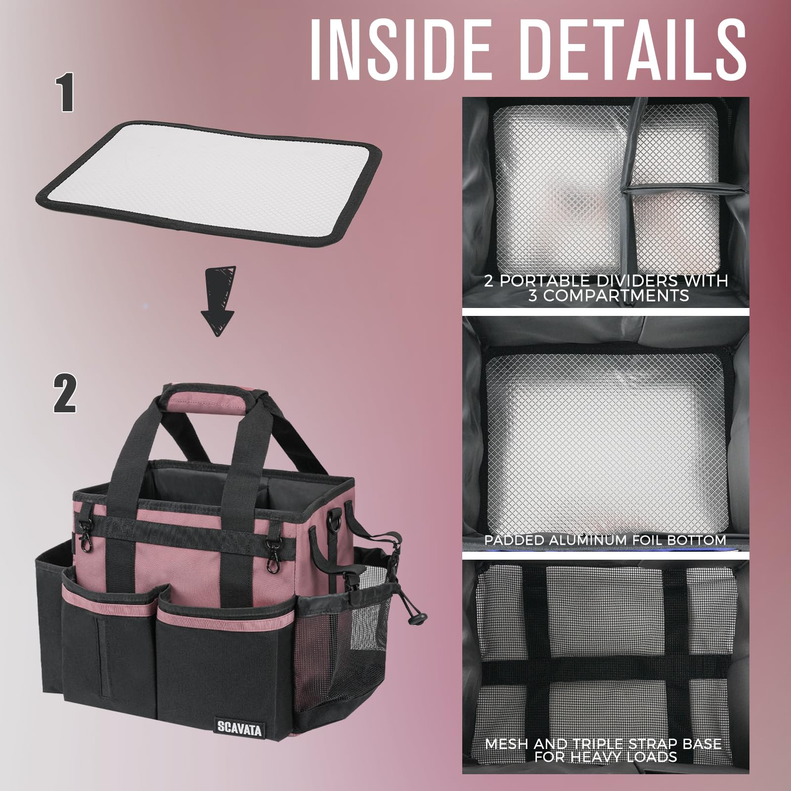 SCAVATA 900D water-resistant fabric and PP boards ensure durability.