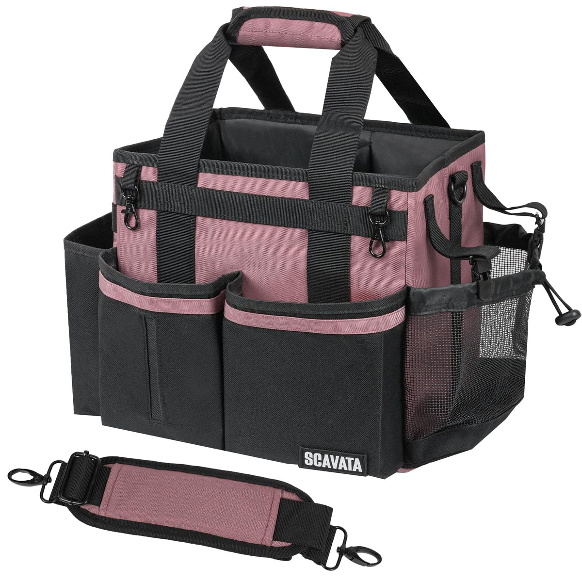SCAVATA compact wearable cleaning caddy with sturdy handle for easy transport.