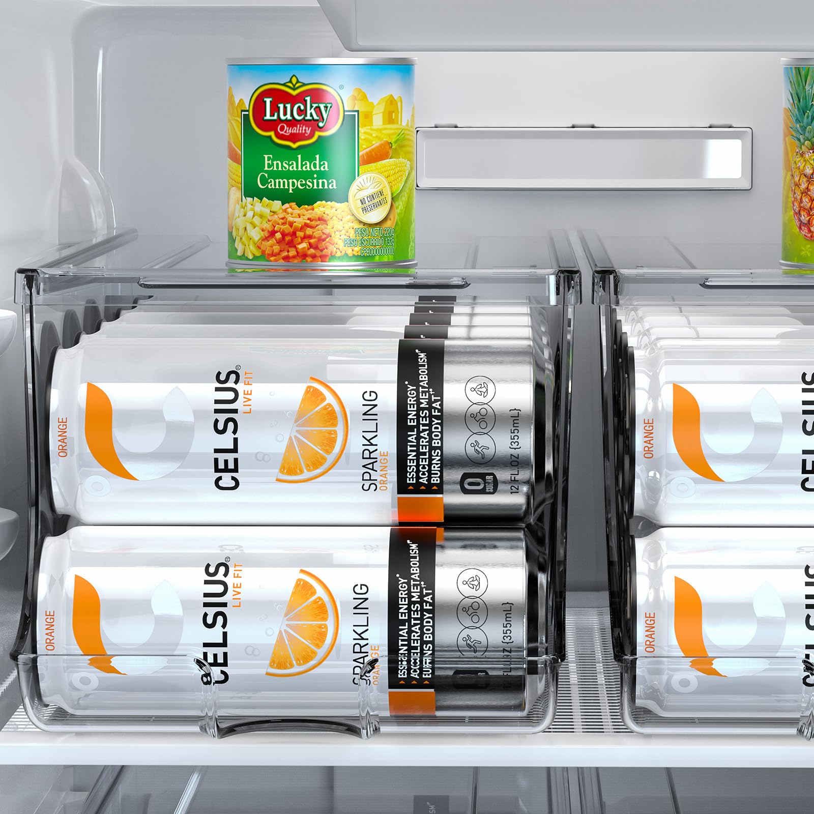 SCAVATA skinny can organizer holds 12 slim cans with tidy, easy access