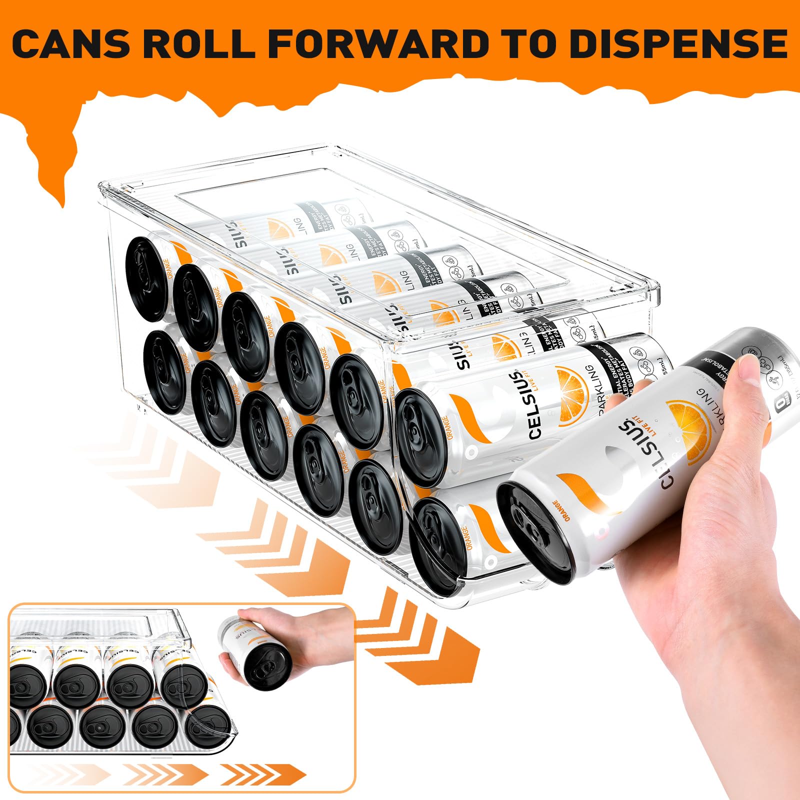 SCAVATA skinny can organizer with lid closed demonstrates stackable storage and dust protection