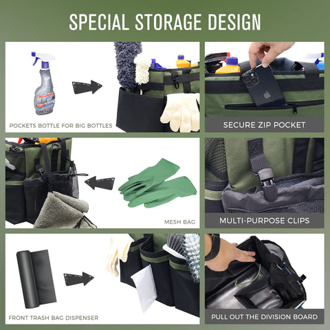 SCAVATA wearable cleaning caddy with shoulder strap for portable cleaning tasks.