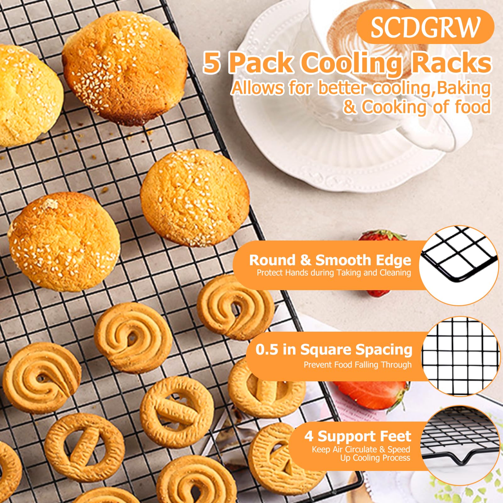 SCDGRW stainless steel baking rack resists rust while drying foods