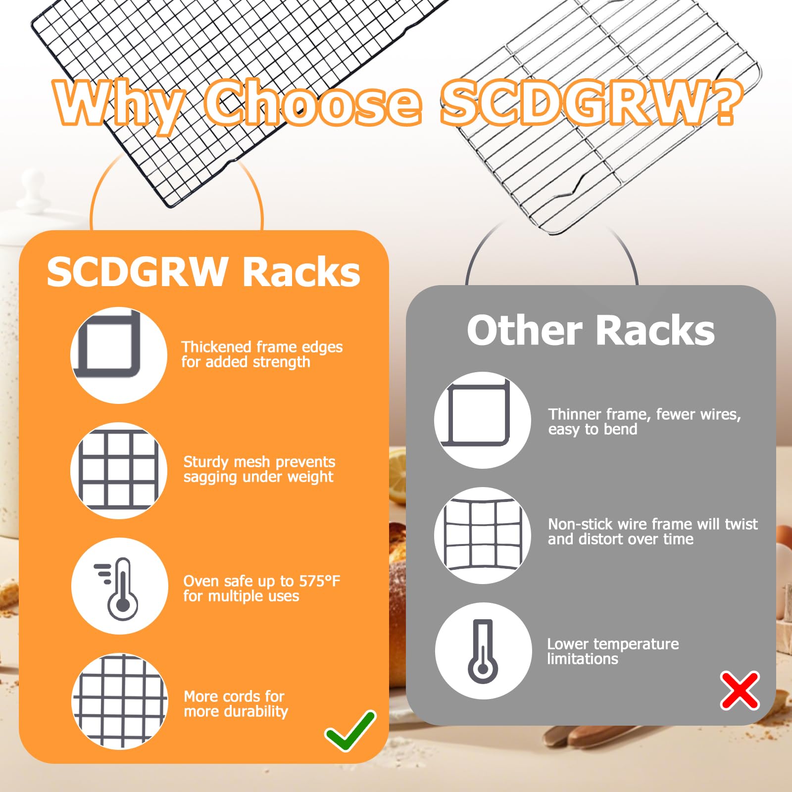 SCDGRW sturdy feet keep the rack steady