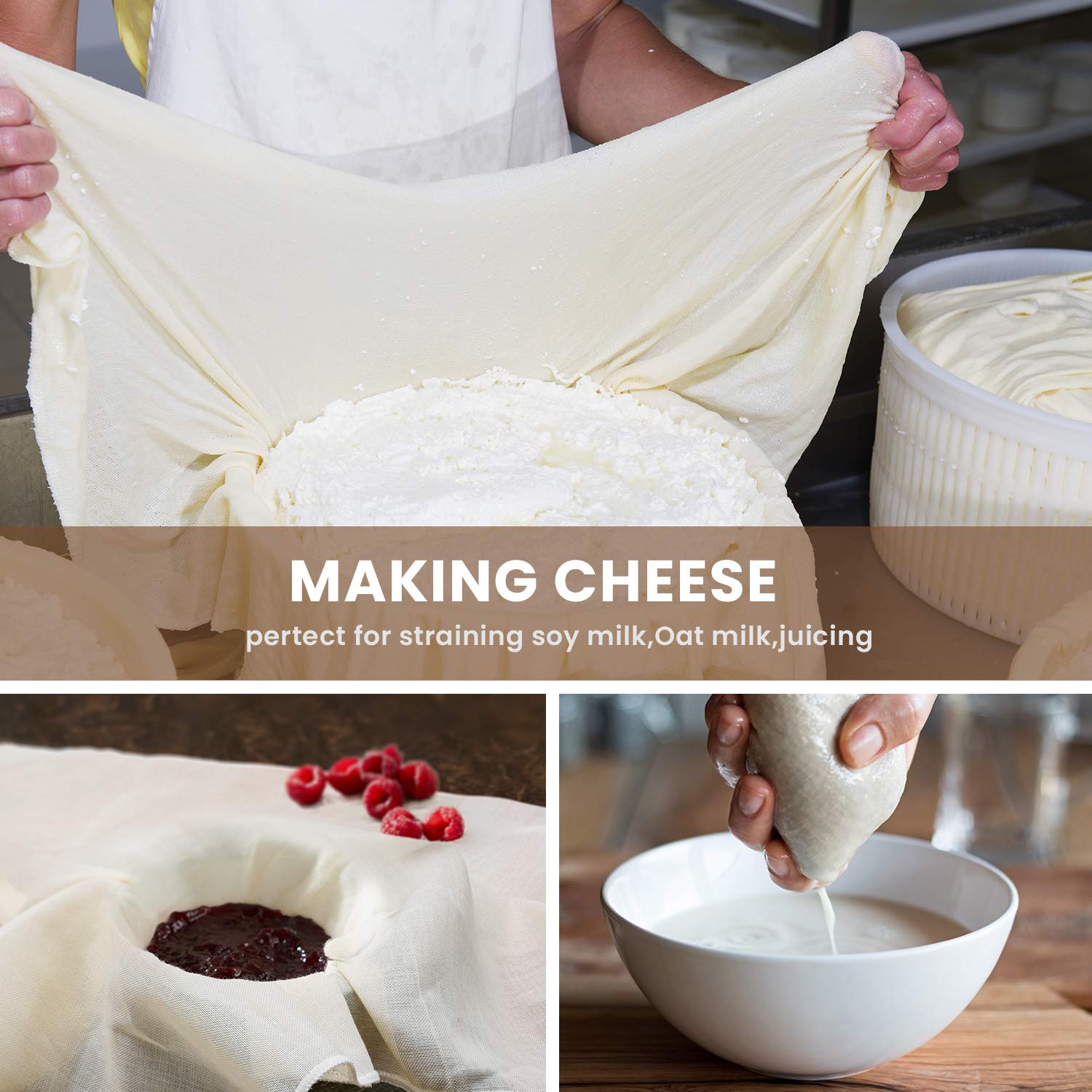 S.CENG cheesecloth for straining and nut milks with tight weave.