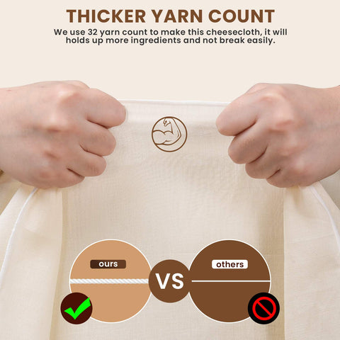 S.CENG washable reusable cheesecloth is durable and easy to clean.