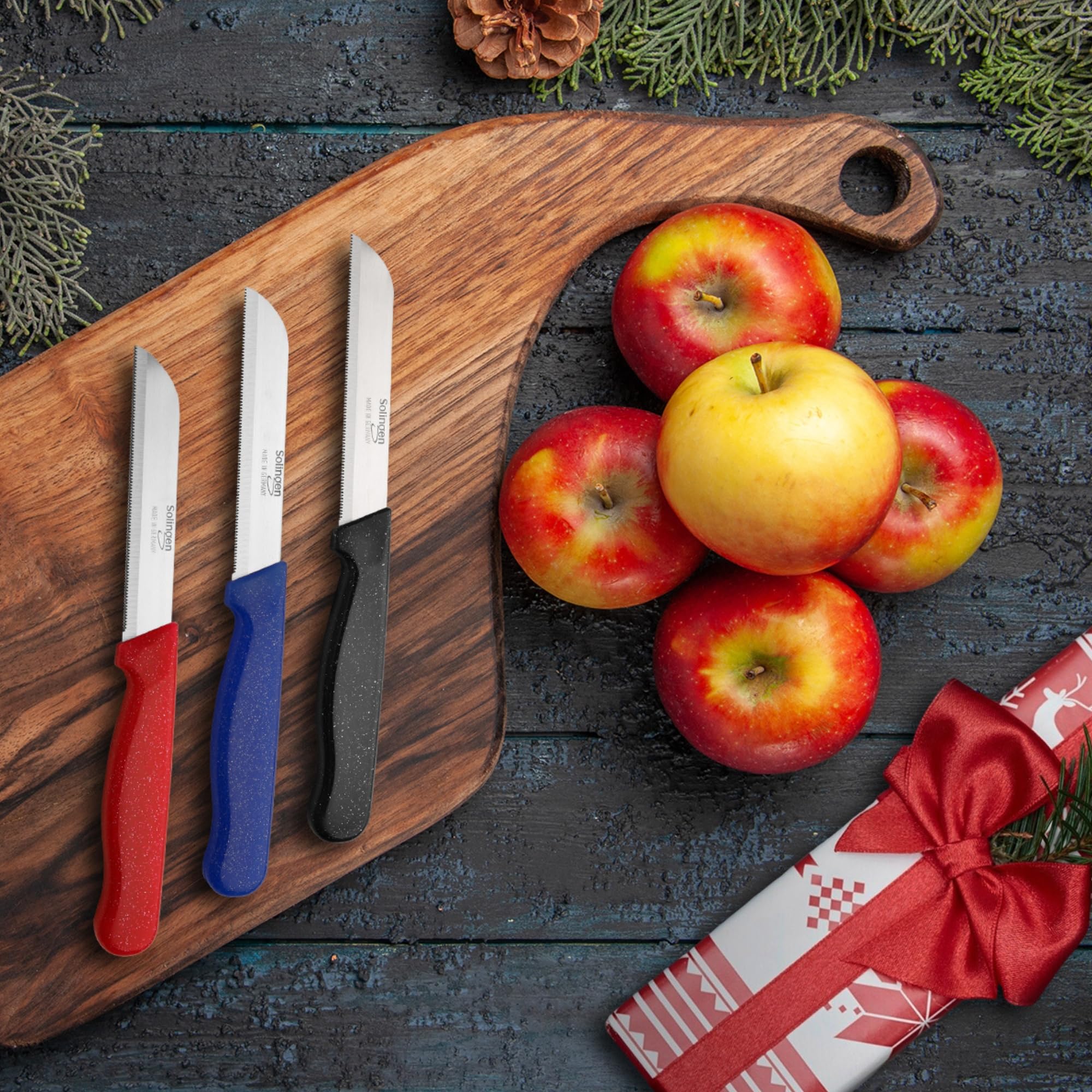Schneidex 6-piece paring knife set arranged for versatile kitchen tasks.