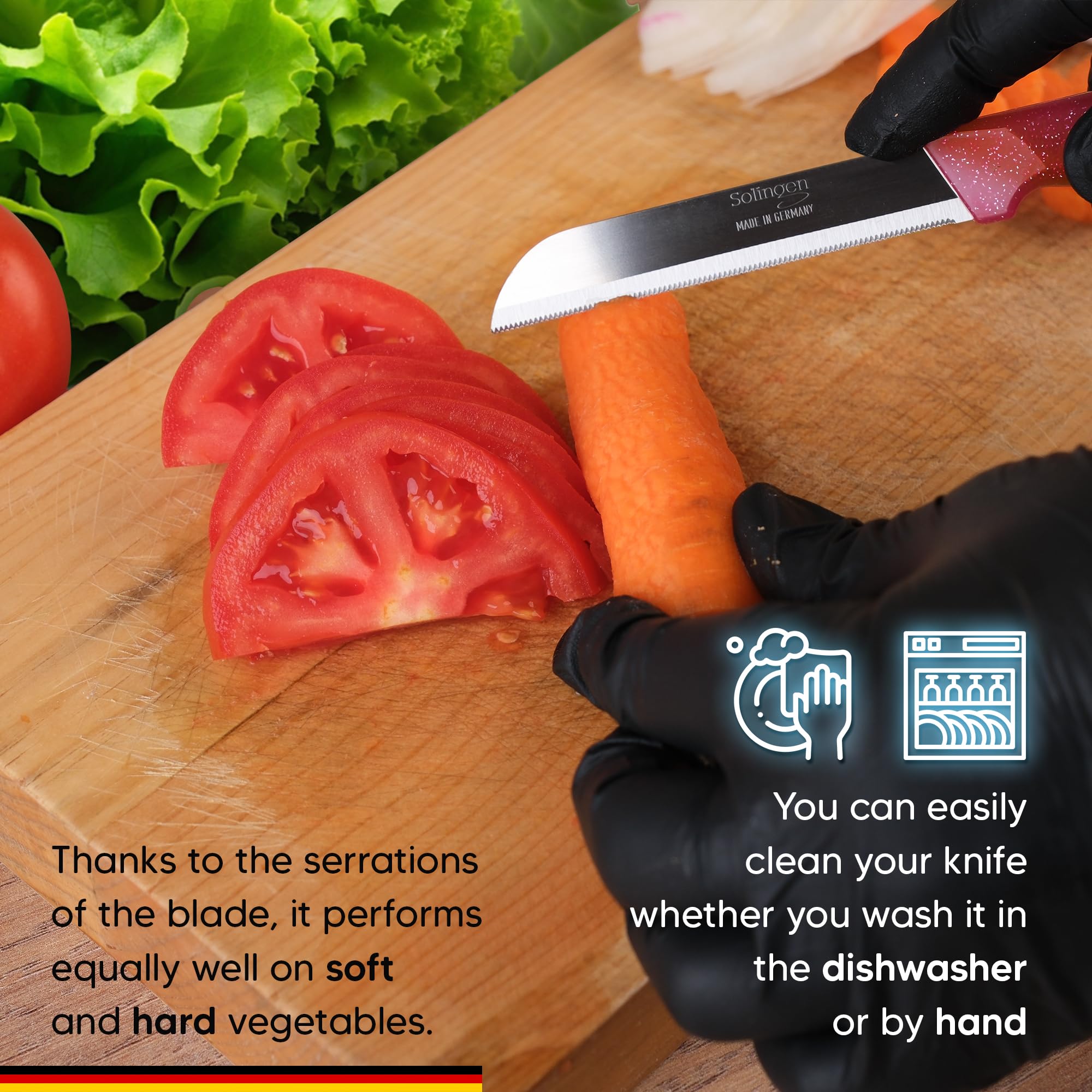 Schneidex stainless steel blades indicating durability and easy maintenance.