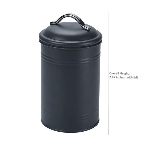 Schonee rustic charcoal-gray canister on counter enhances farmhouse-style storage