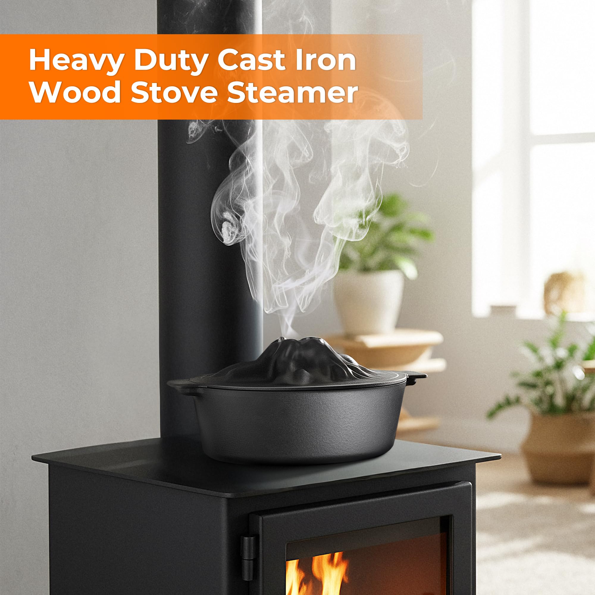 Sckee cast iron steamer lid with dual-size handles for quick refills