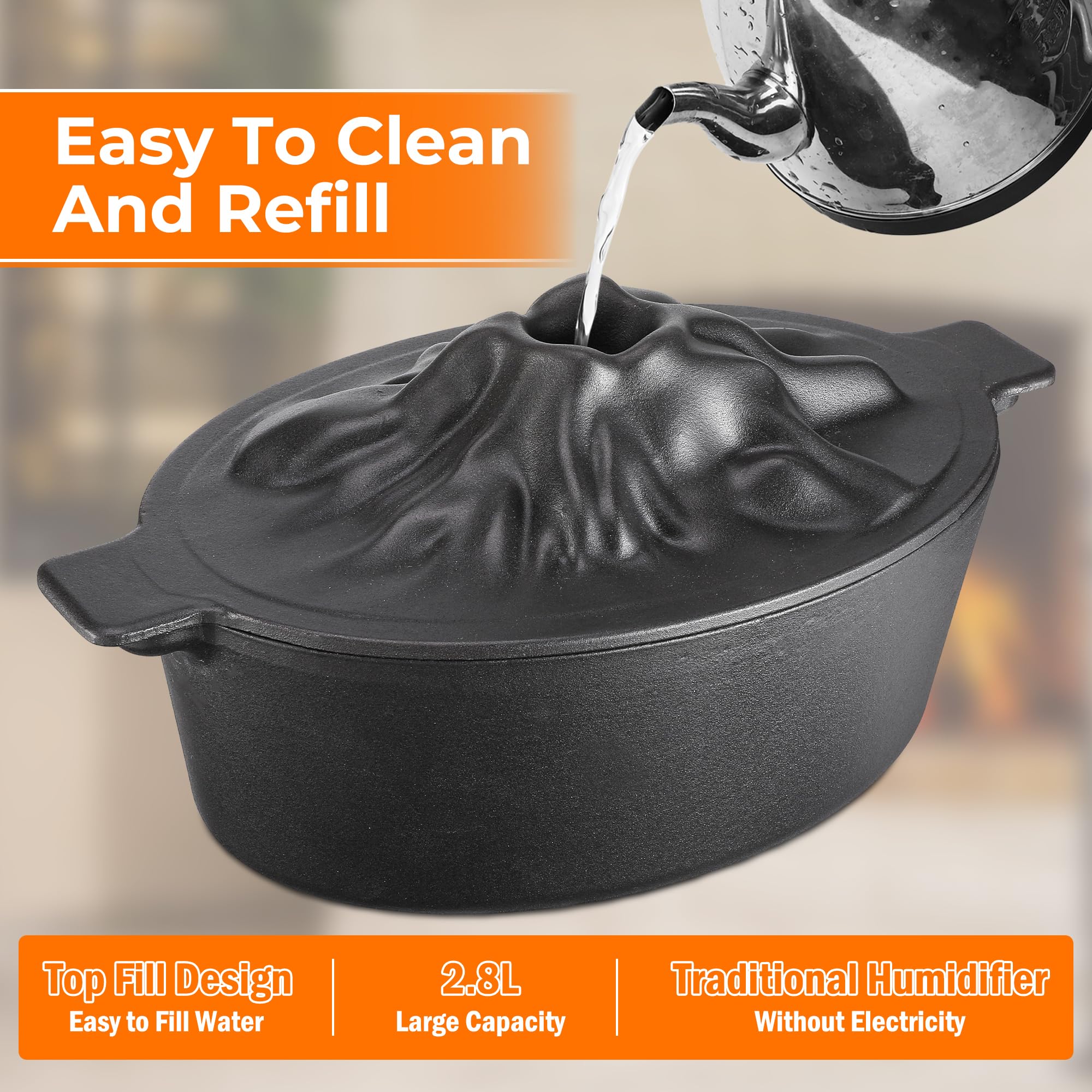 Sckee top steam holes releasing ample vapor for quick humidification