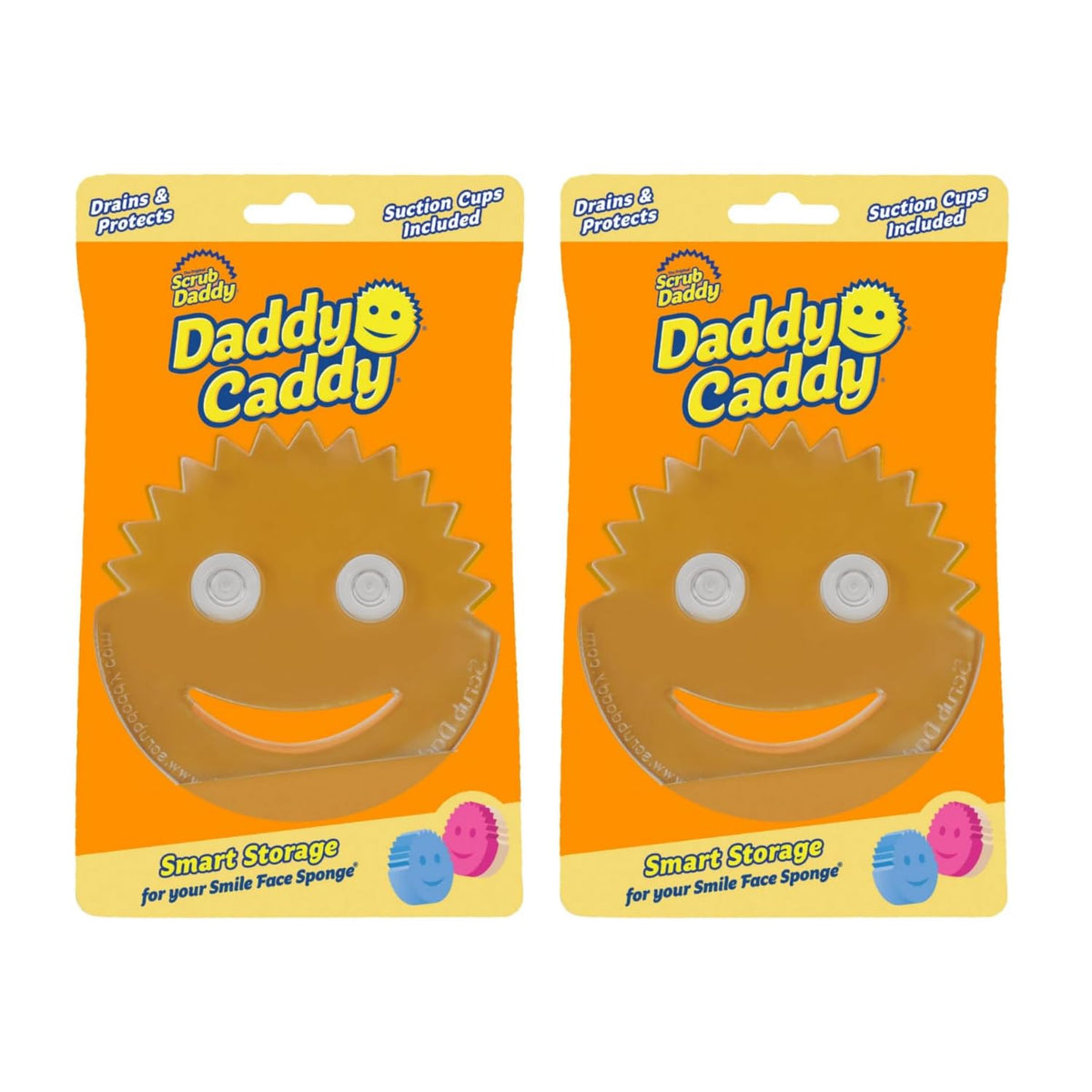 Scrub Daddy Daddy Caddy kitchen sink holder keeps sponges organized and dry after use.