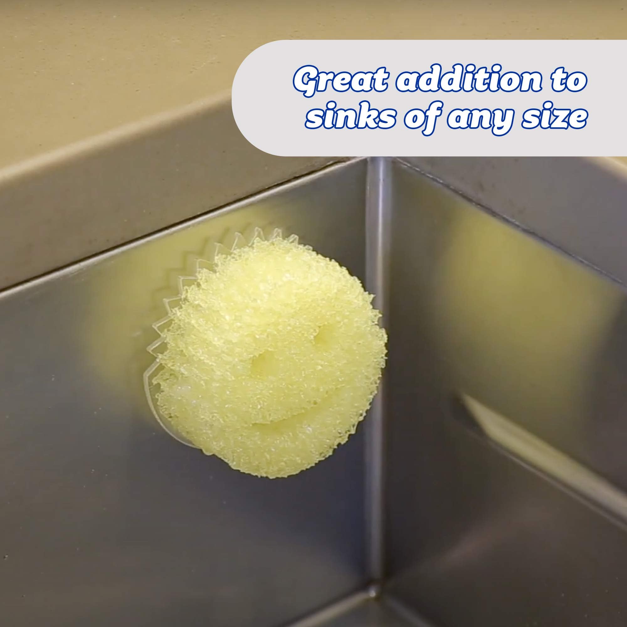 Dual suction cups secure the Daddy Caddy to smooth surfaces like stainless steel or tiles.