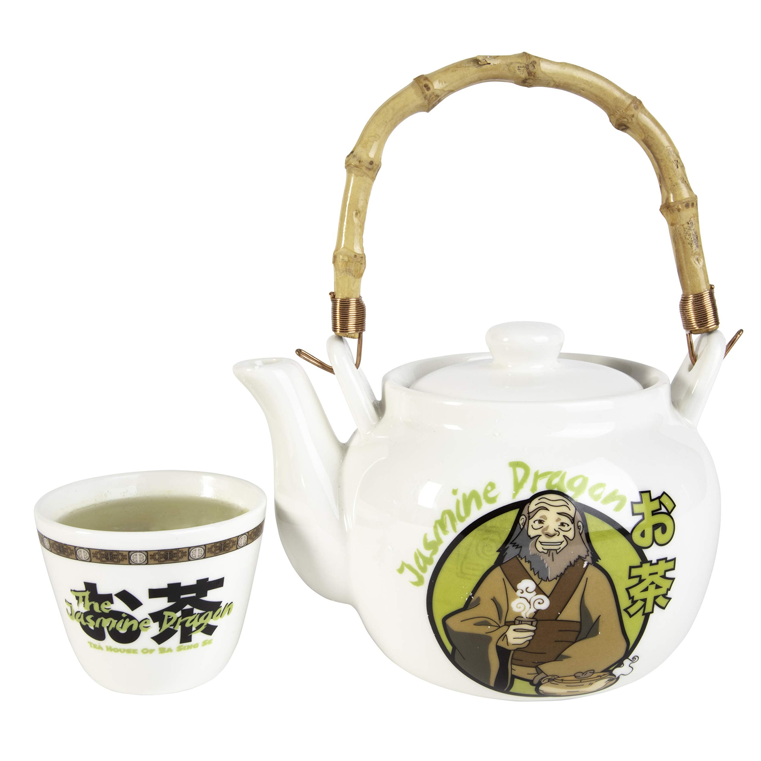 SCS Direct Avatar tea set teapot with bamboo handle, ideal for fragrant jasmine brews.