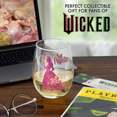 SCS Direct Wicked Elphaba foil-detail close-up on stemless glass