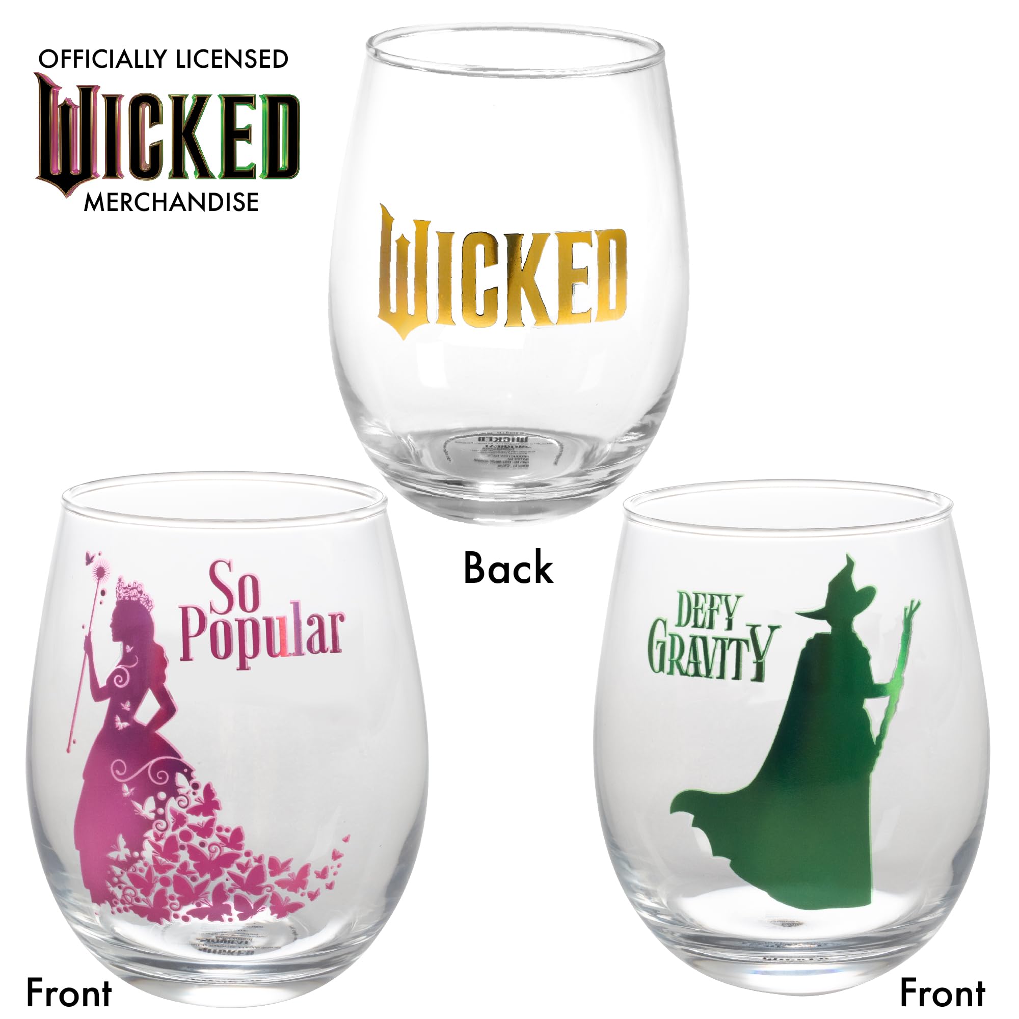 SCS Direct Wicked glass with pink Glinda design, perfect for wine nights and movie-inspired decor.