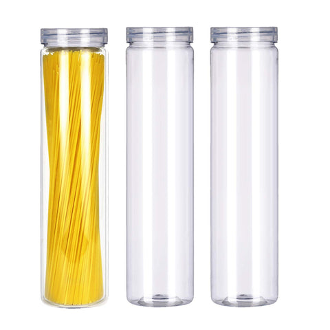 SCWBOEII 3-piece clear storage jars with lids for easy pantry checks.