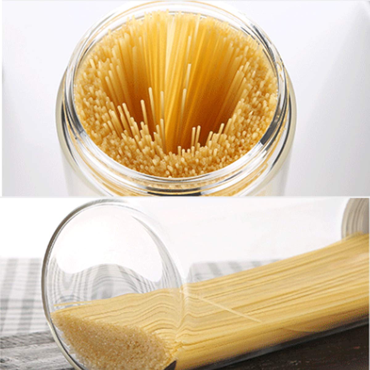 SCWBOEII pantry storage jar for dry goods keeps contents visible.