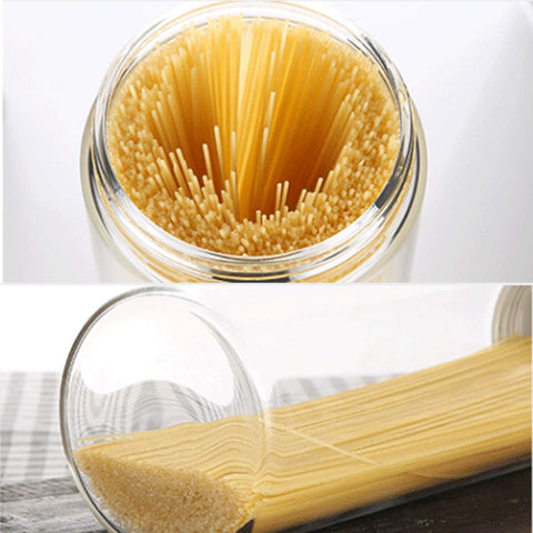 SCWBOEII pantry storage jar for dry goods keeps contents visible.