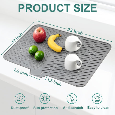SCYFREID silicone drying mat anti-slip surface keeps dishes secure on wet counters