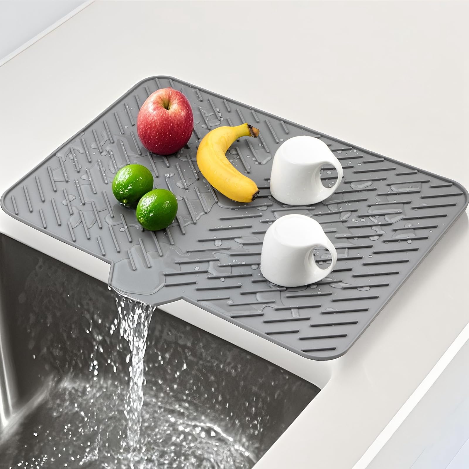 SCYFREID silicone drying mat features diagonal ridges for quick moisture evaporation
