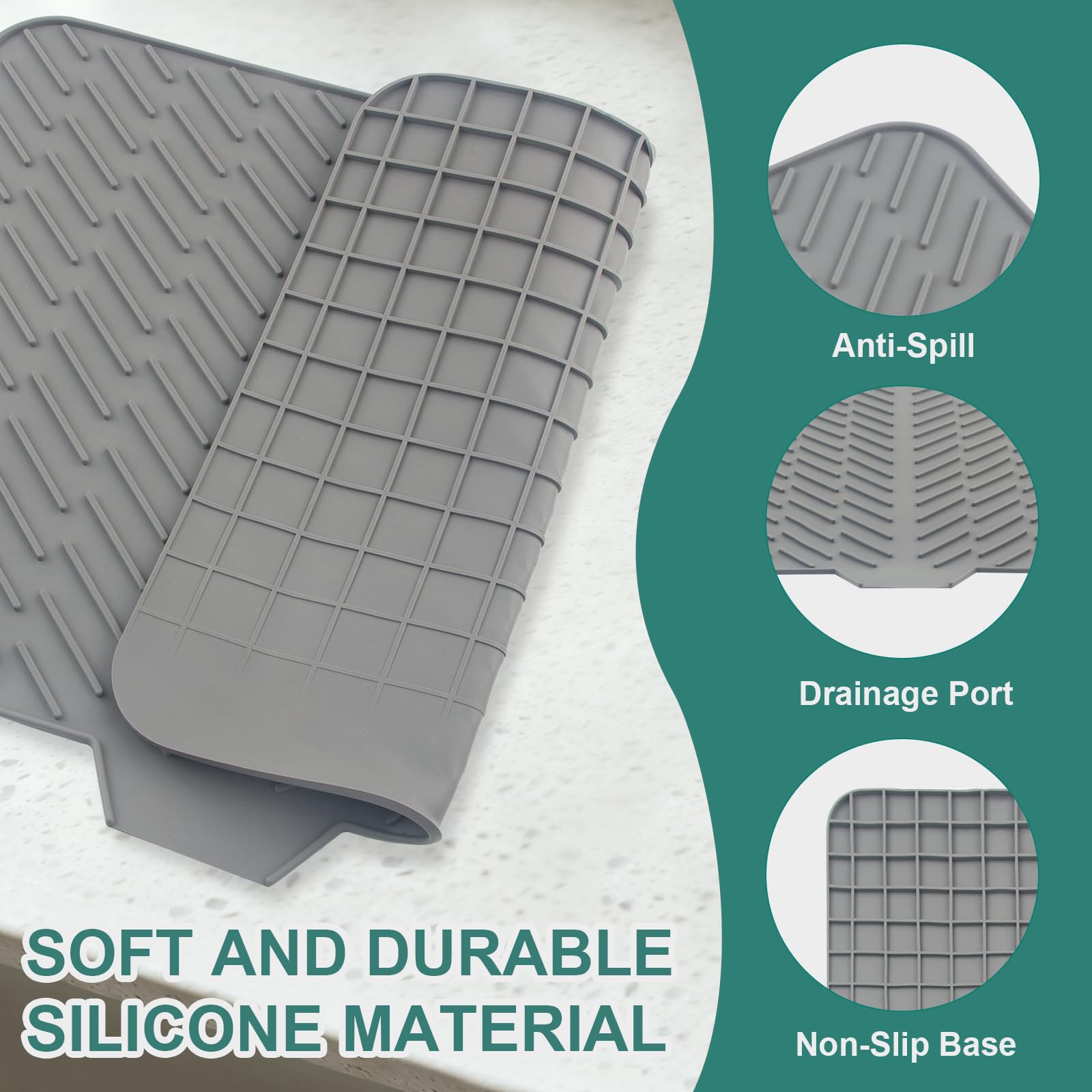 SCYFREID silicone drying mat resists heat up to 450°F to protect surfaces