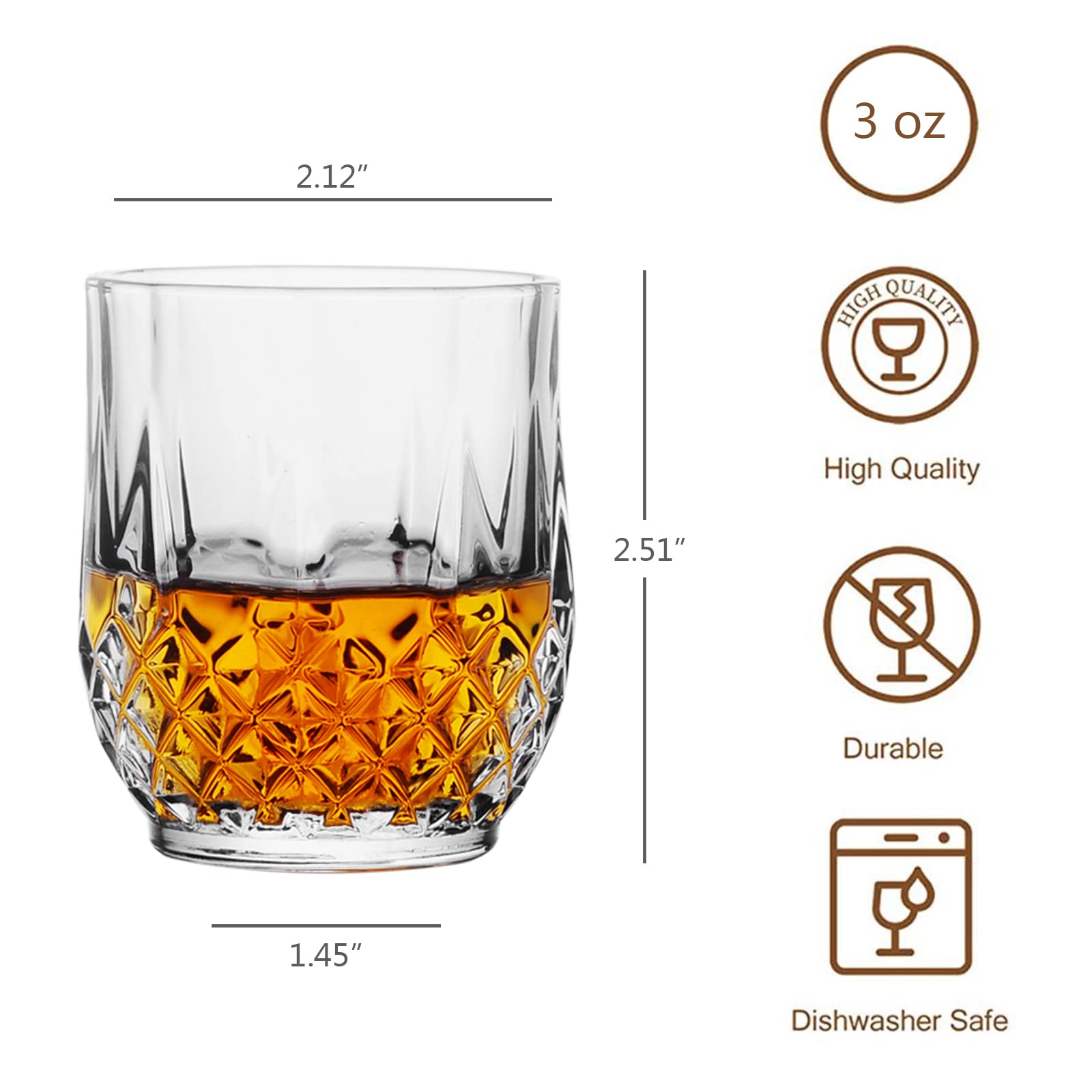 Sdatook tequila shot glass with diamond pattern for refined tasting.