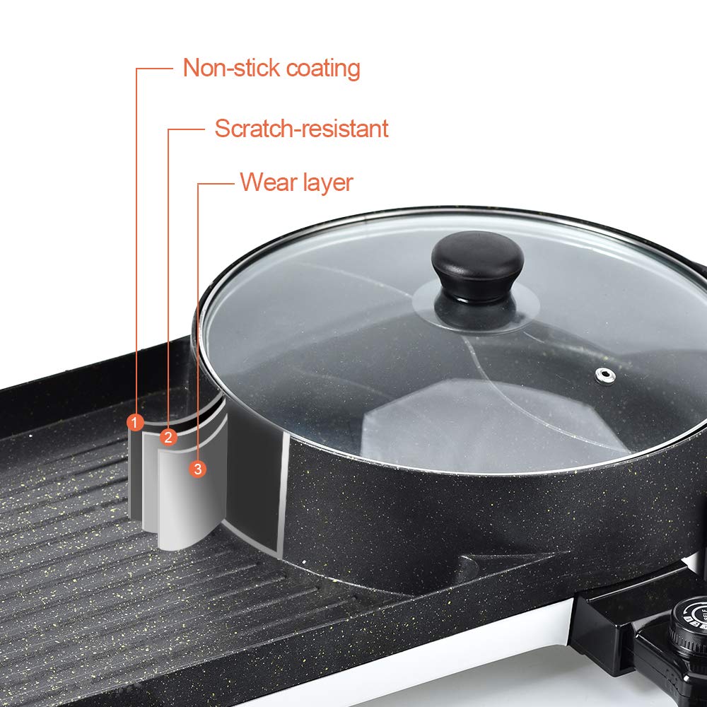 SEAAN twelve-by-ten non-stick grill plate supports braising and searing.