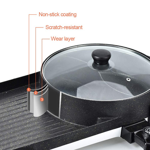 SEAAN twelve-by-ten non-stick grill plate supports braising and searing.