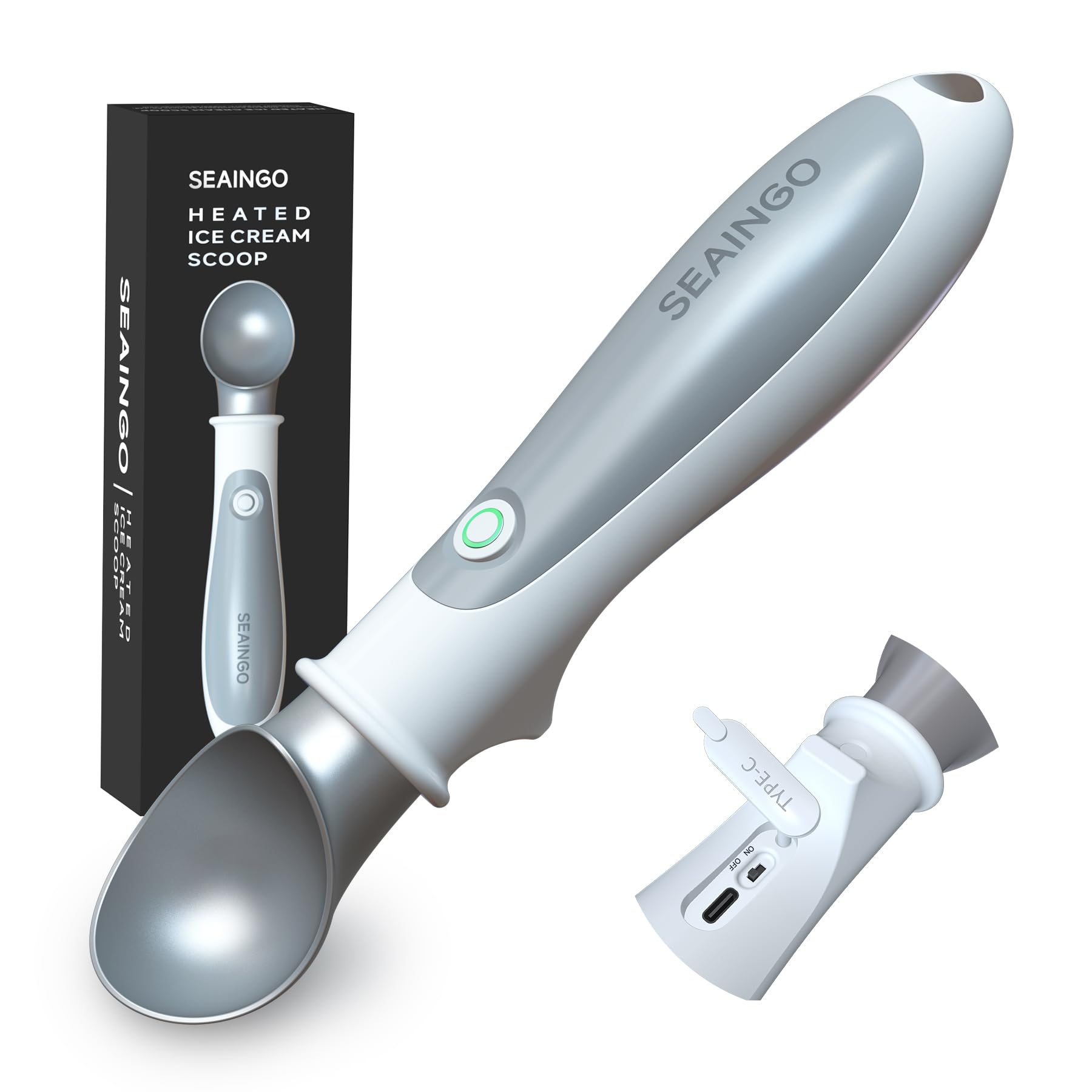 SEAINGO heated scoop with ergonomic handle ready for smooth scooping