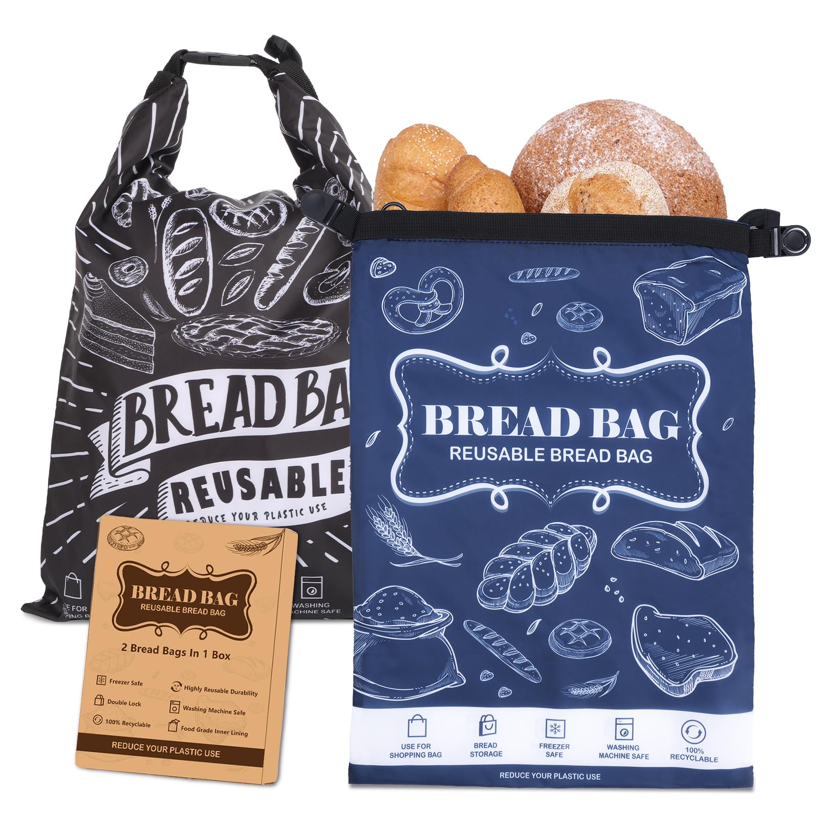 Seaury Kareen 2-pack bread bag keeps loaves fresh and soft
