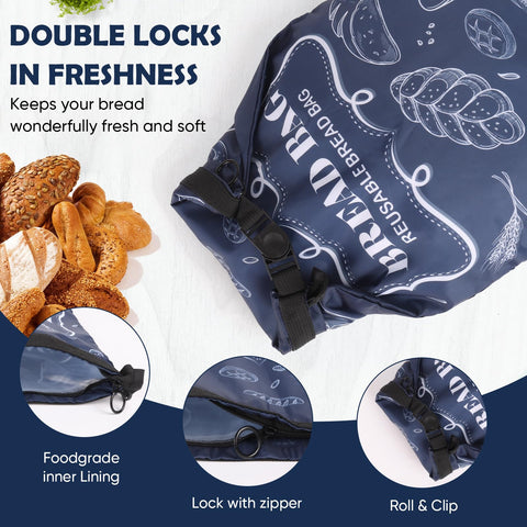 Seaury Kareen bread bag large-open view fits various bread shapes