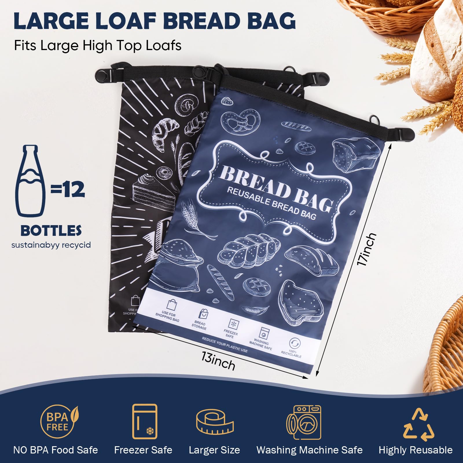 Seaury Kareen bread bag lining detail highlights PEVA lining cleanliness