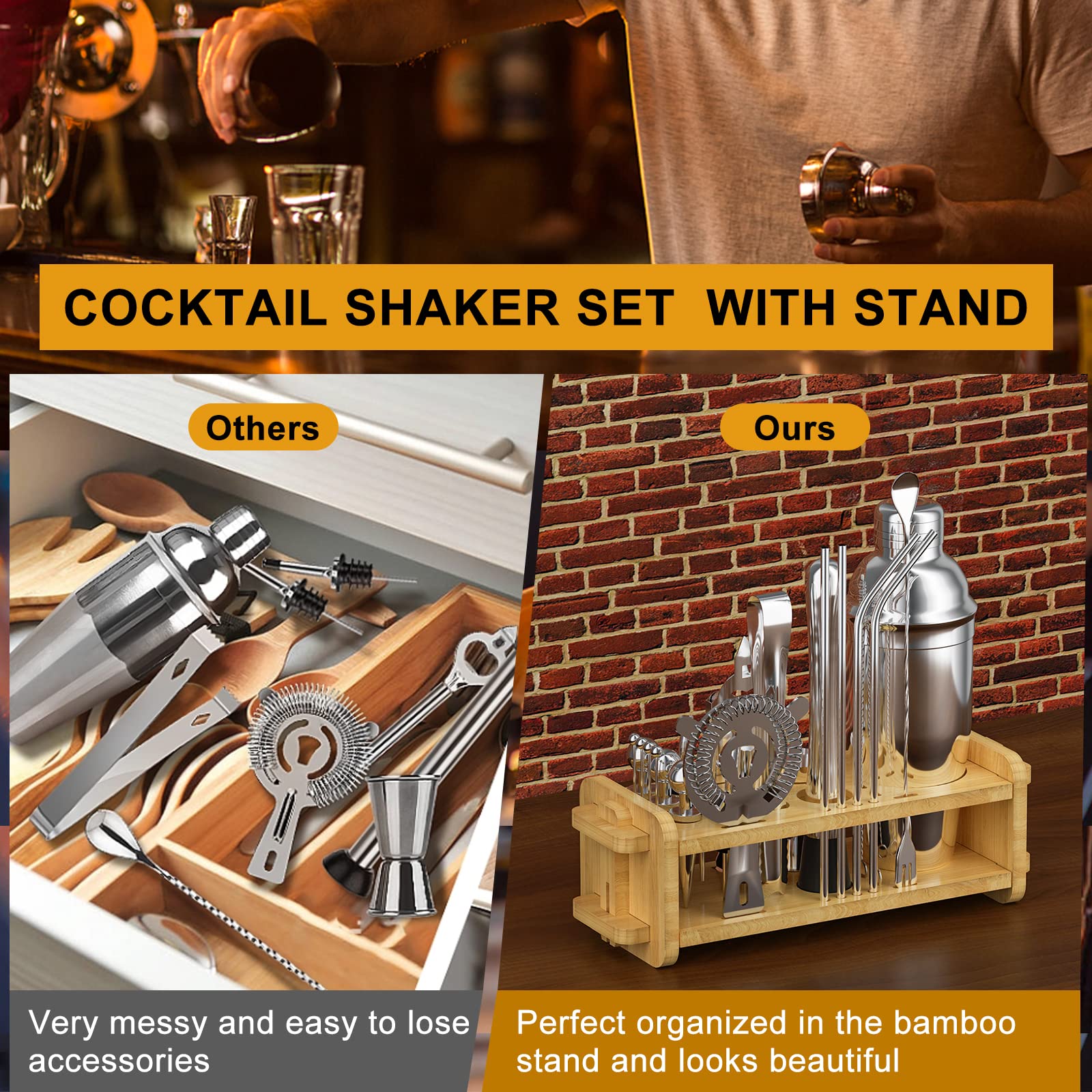 Cocktail shaker in action by Secilla, ready for crafted drinks at home.
