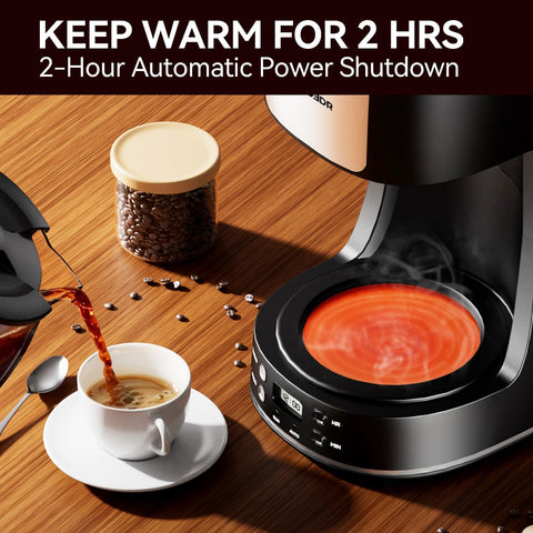 SECPOEDR anti-drip feature pauses flow for a safe first cup.