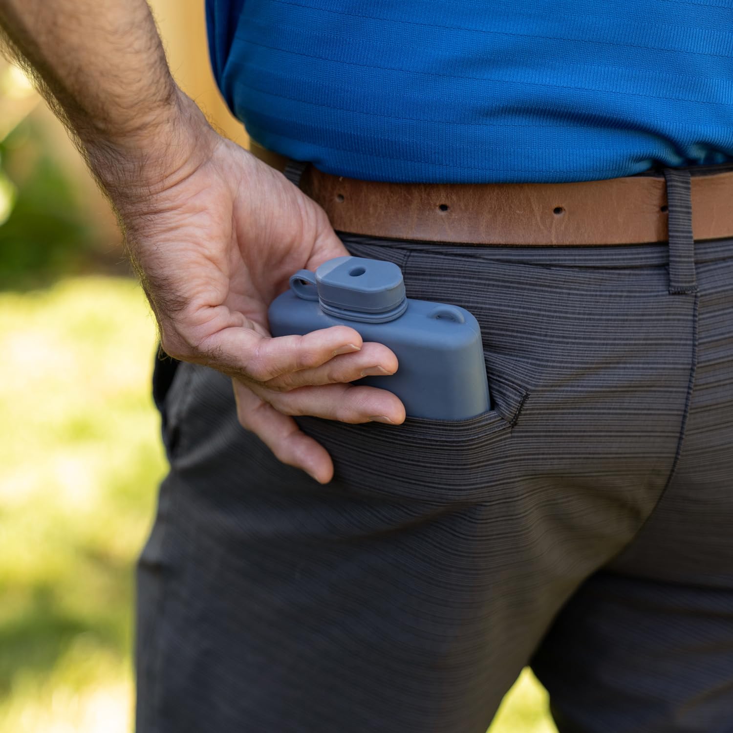 Secret Swig hiking-ready flask is lightweight in a pack.