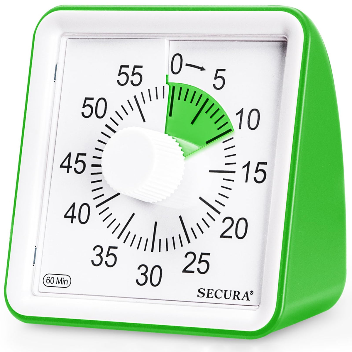 Secura 60-minute timer dial visual cue for time management.