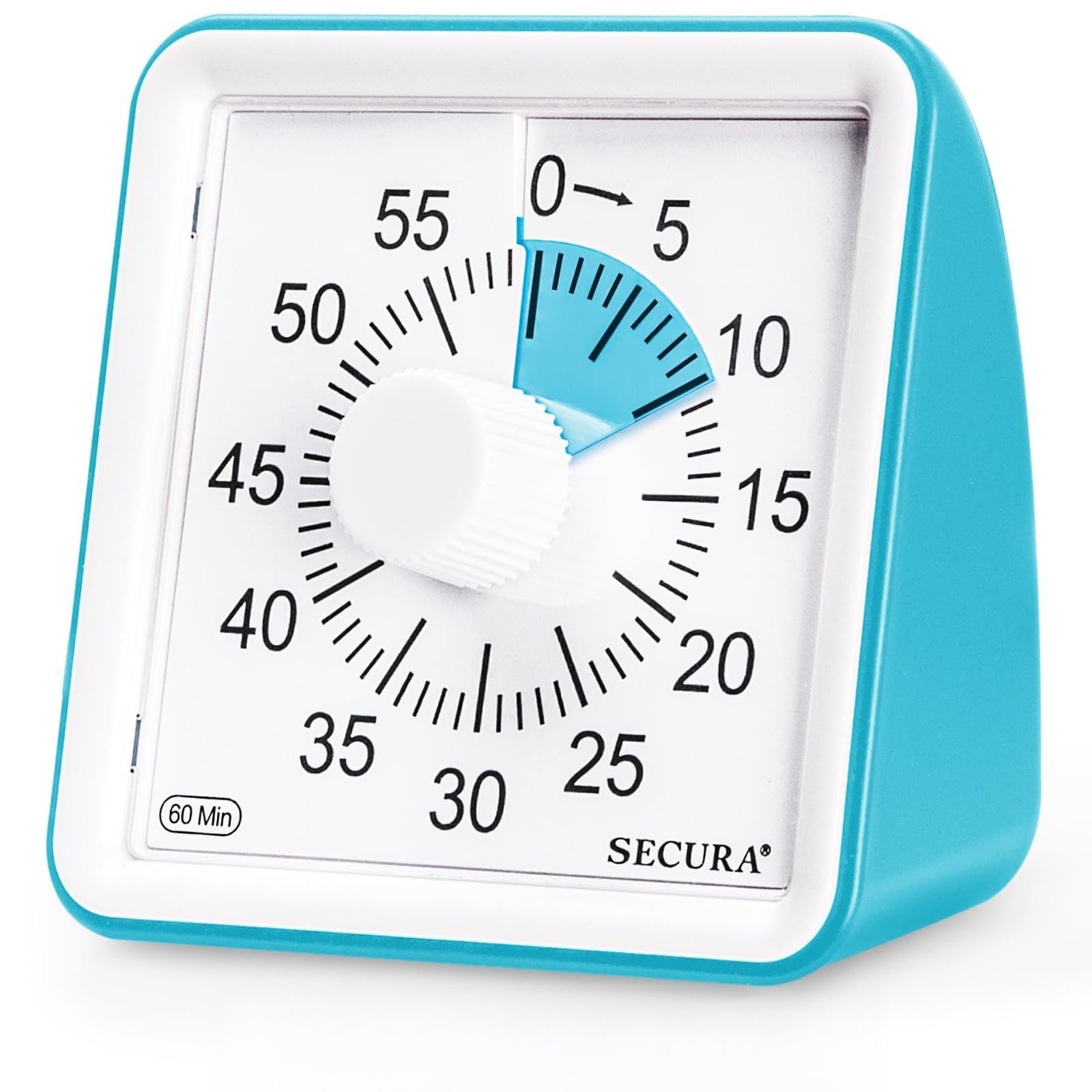 Secura 60-minute visual timer front view with blue disc for focus