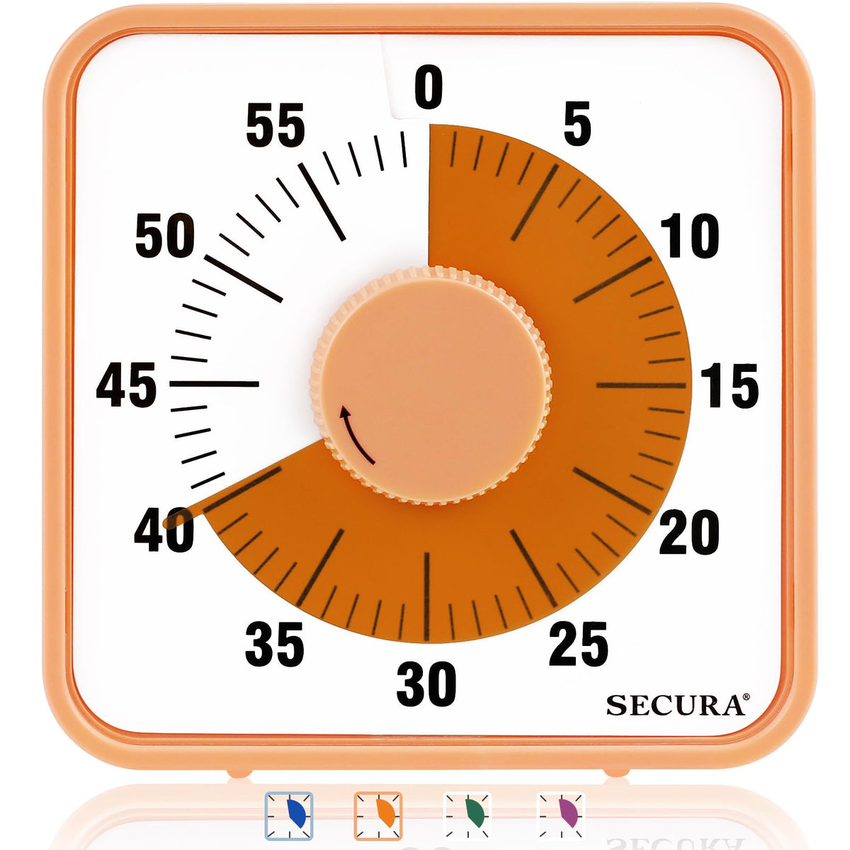 Secura 7.5-inch visual timer with orange dial provides clear countdown visibility.